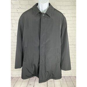 Calvin Klein Long Black Zip Out Liner Button Up Collared Coat Pockets Men’s 42S